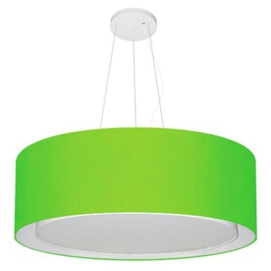 Imagem de Lustre Pendente Cilíndrico Duplo Md-4126 Cúpula em Tecido 80x30cm Verde Limão - Bivolt