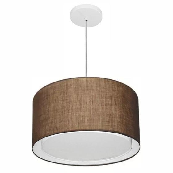 Imagem de Lustre Pendente Cilíndrico Duplo Md-4290 Cúpula em Tecido 40x25cm Café - Bivolt