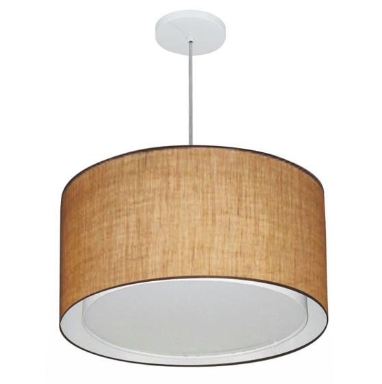 Imagem de Lustre Pendente Cilíndrico Duplo Md-4293 Cúpula em Tecido 45x30cm Palha - Bivolt