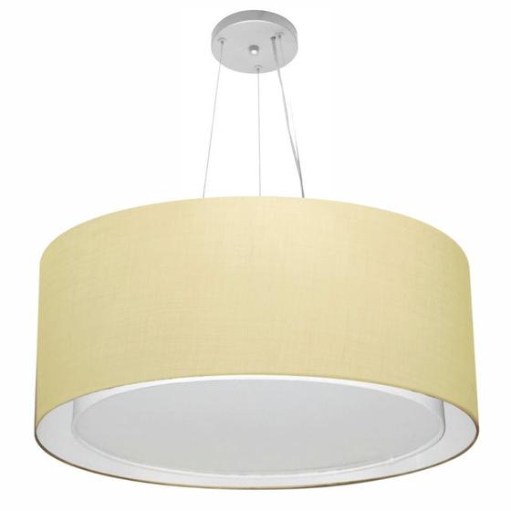 Imagem de Lustre Pendente Cilíndrico Duplo Md-4302 Cúpula em Tecido 60x30cm Algodão Crú - Bivolt