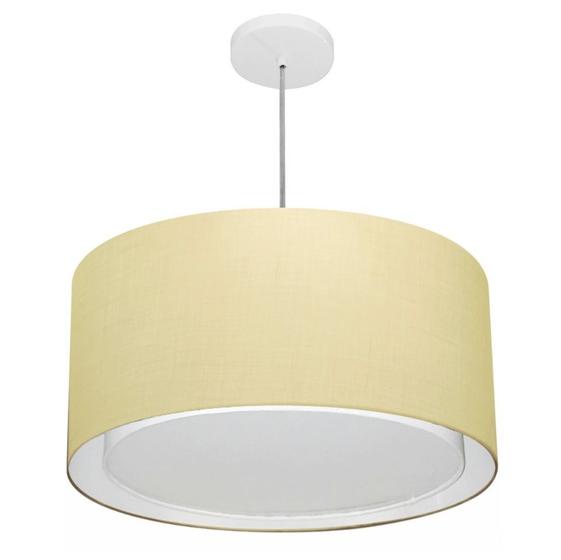 Imagem de Lustre Pendente Cilíndrico Duplo Vivare Md-4288 Cúpula em Tecido 50x30cm - Bivolt