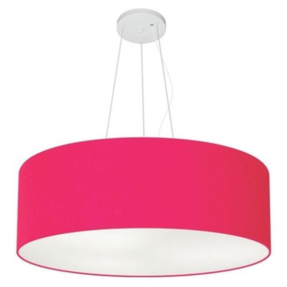 Imagem de Lustre Pendente Cilíndrico Md-4010 Cúpula em Tecido 60x21cm Rosa Pink - Bivolt