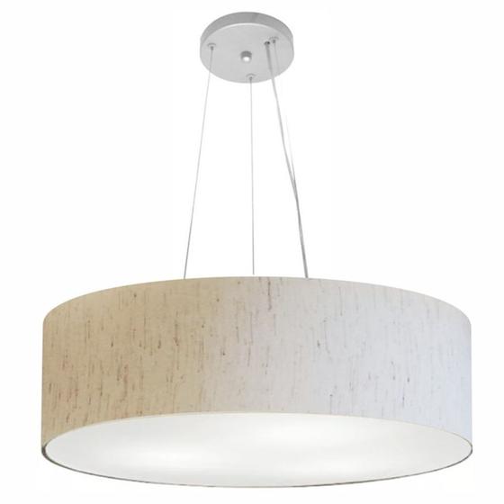 Imagem de Lustre Pendente Cilíndrico Md-4029 Cúpula em Tecido 60x15cm Linho Bege - Bivolt