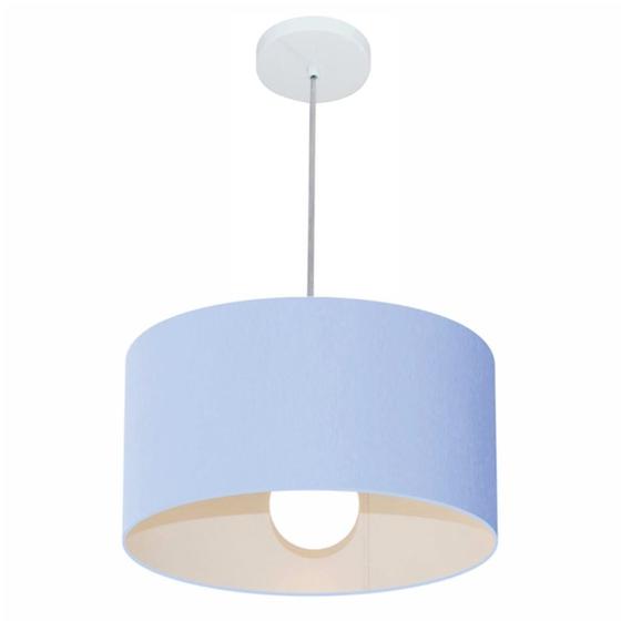 Imagem de Lustre Pendente Cilíndrico Md-4031 Cúpula em Tecido 40x21cm Azul Bebê - Bivolt