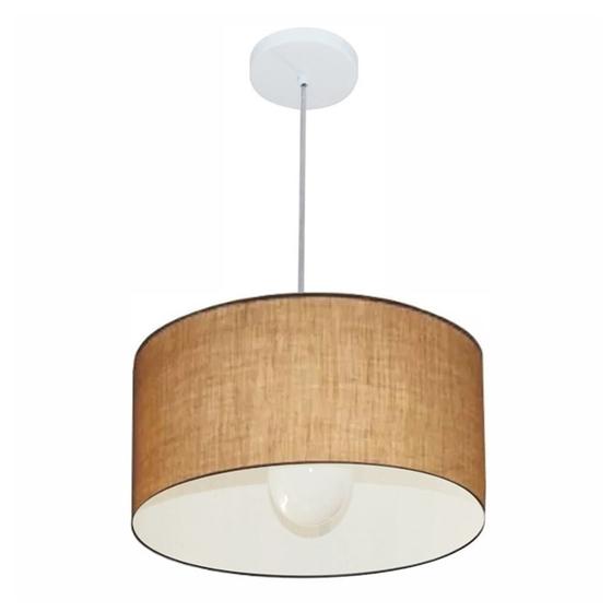 Imagem de Lustre Pendente Cilíndrico Md-4031 Cúpula em Tecido 40x21cm Palha - Bivolt