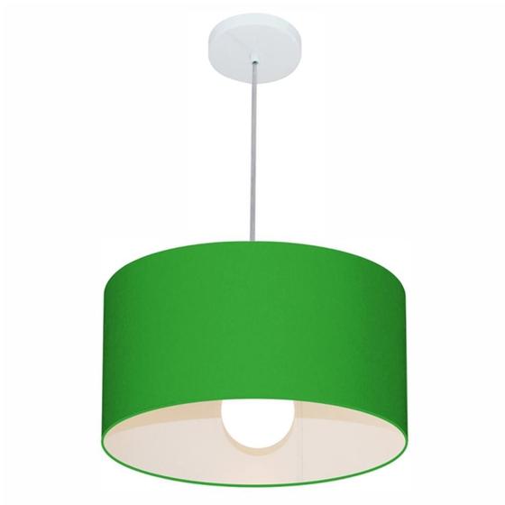 Imagem de Lustre Pendente Cilíndrico Md-4031 Cúpula em Tecido 40x21cm Verde Folha - Bivolt