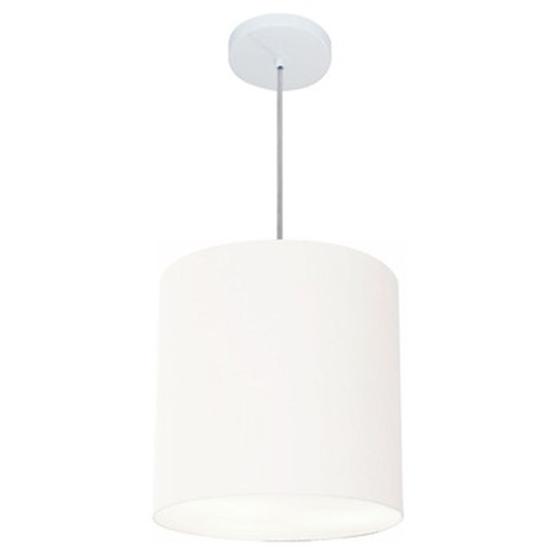 Imagem de Lustre Pendente Cilíndrico Md-4036 Cúpula em Tecido 30x31cm Branco - Bivolt