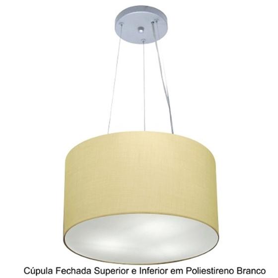 Imagem de Lustre Pendente Cilíndrico Md-4037 Cúpula em Tecido 40x21cm Algodão Crú - Bivolt