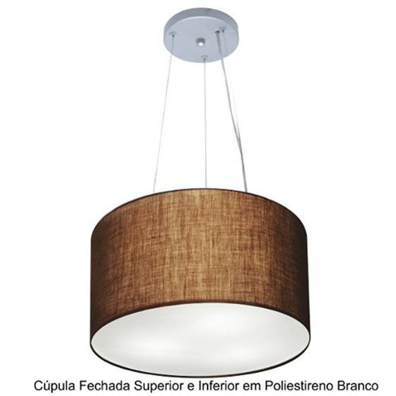 Imagem de Lustre Pendente Cilíndrico Md-4037 Cúpula em Tecido 40x21cm Café - Bivolt