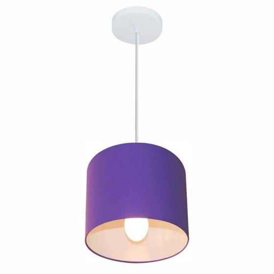 Imagem de Lustre Pendente Cilíndrico Md-4046 Cúpula em Tecido 18x18cm Roxo - Bivolt