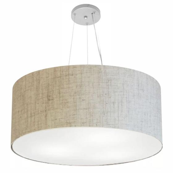 Imagem de Lustre Pendente Cilíndrico Md-4074 Cúpula em Tecido 60x30cm Rustico Bege - Bivolt