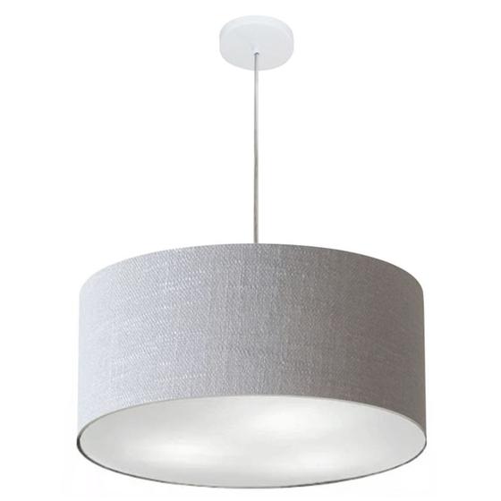 Imagem de Lustre Pendente Cilíndrico Md-4100 Cúpula em Tecido 50x25cm Rustico Cinza - Bivolt