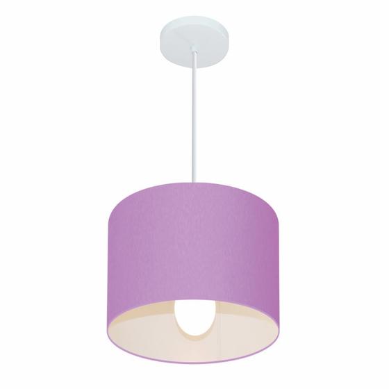 Imagem de Lustre Pendente Cilíndrico Md-4113 Cúpula em Tecido 30x25cm Lilás - Bivolt