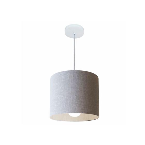 Imagem de Lustre Pendente Cilíndrico Md-4113 Cúpula em Tecido 30x25cm Rustico Cinza - Bivolt