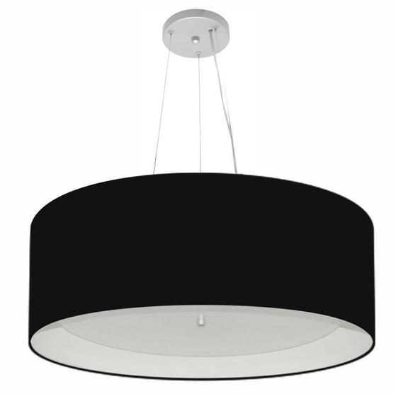 Imagem de Lustre Pendente Cilíndrico Md-4142 Cúpula em Tecido 80x30cm Preto / Branco - Bivolt