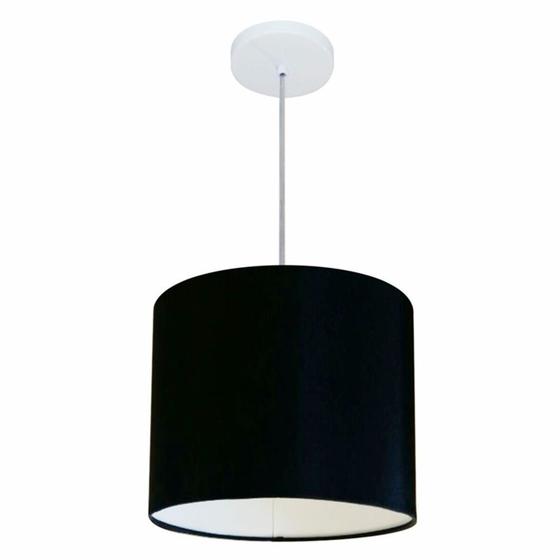 Imagem de Lustre Pendente Cilíndrico Md-4143 Cúpula em Tecido 35x25cm Preto - Bivolt