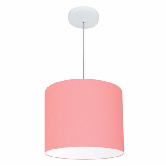 Imagem de Lustre Pendente Cilíndrico Md-4143 Cúpula em Tecido 35x25cm Rosa Bebê - Bivolt