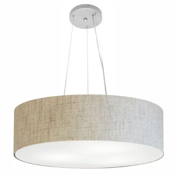 Imagem de Lustre Pendente Cilíndrico Md-4190 Cúpula em Tecido 55x15cm Rustico Bege - Bivolt