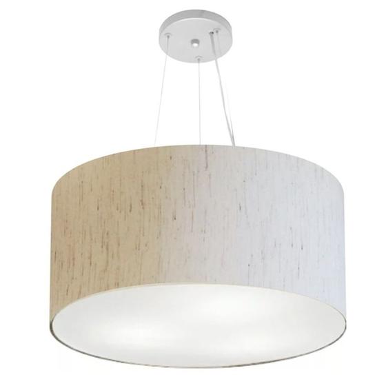 Imagem de Lustre Pendente Cilíndrico Md-4192 Cúpula em Tecido 55x30cm Linho Bege - Bivolt