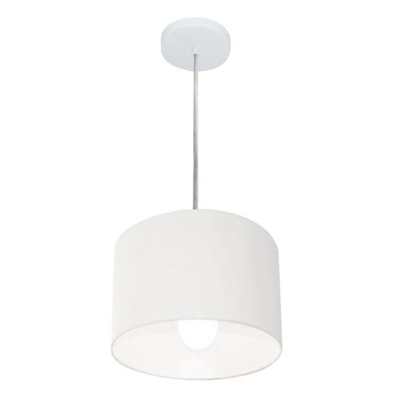 Imagem de Lustre Pendente Cilíndrico Md-4201 Cúpula em Tecido 25x25cm Branco - Bivolt