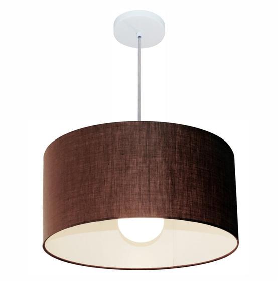 Imagem de Lustre Pendente Cilíndrico Md-4206 Cúpula em Tecido 50x25cm Café - Bivolt