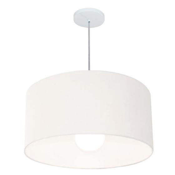 Imagem de Lustre Pendente Cilíndrico Md-4207 Cúpula em Tecido 55x25cm Branco - Bivolt