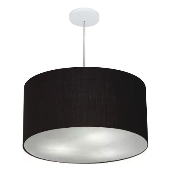 Imagem de Lustre Pendente Cilíndrico Md-4215 Cúpula em Tecido 55x30cm Preto - Bivolt