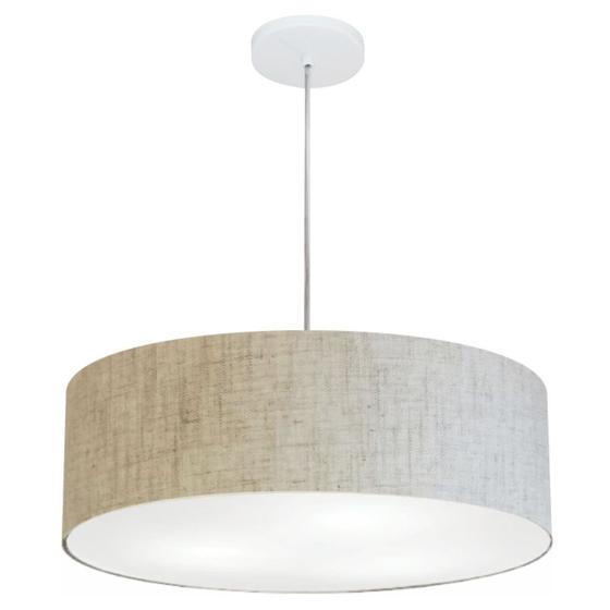 Imagem de Lustre Pendente Cilíndrico Md-4217 Cúpula em Tecido 50x15cm Rustico Bege - Bivolt