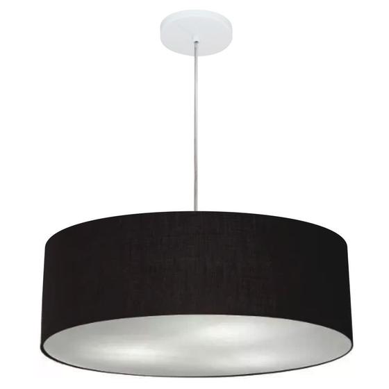 Imagem de Lustre Pendente Cilíndrico Md-4218 Cúpula em Tecido 55x15cm Preto - Bivolt