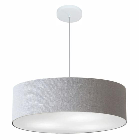 Imagem de Lustre Pendente Cilíndrico Md-4221 Cúpula em Tecido 60x15cm Rustico Cinza - Bivolt