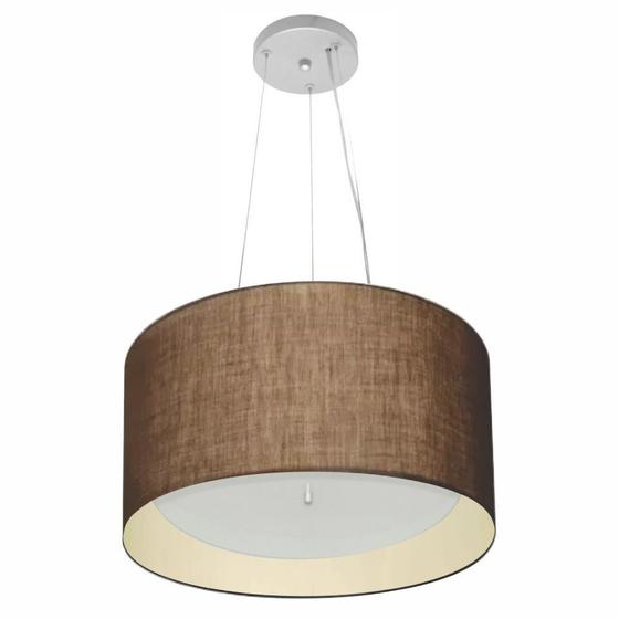 Imagem de Lustre Pendente Cilíndrico Md-4319 Cúpula em Tecido 40x25cm Café / Bege - Bivolt