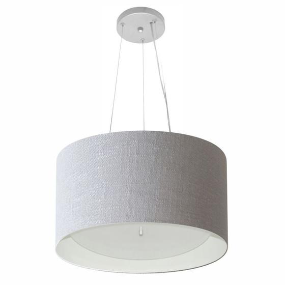 Imagem de Lustre Pendente Cilíndrico Md-4319 Cúpula em Tecido 40x25cm Rustico Cinza / Branco - Bivolt