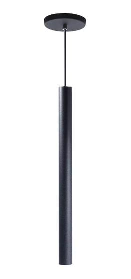 Imagem de Lustre Pendente Cilíndrico Tubular 50cm Preto Luminária De Teto