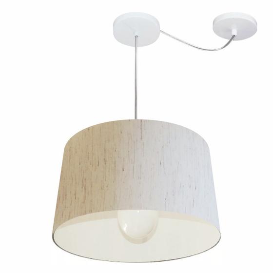 Imagem de Lustre Pendente Cone Com Desvio Linho Bege MJ-4275 Para Mesa de Jantar e Estar