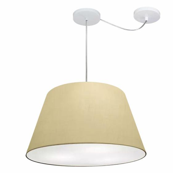 Imagem de Lustre Pendente Cone Com Desvio Md-4283 Cúpula 30/35x50cm Algodão Crú - Bivolt