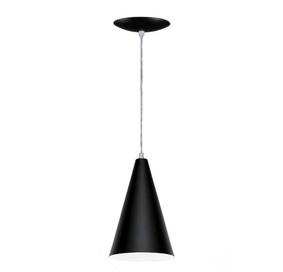 Imagem de Lustre Pendente Cone em Alumínio - Cor Preto Fosco