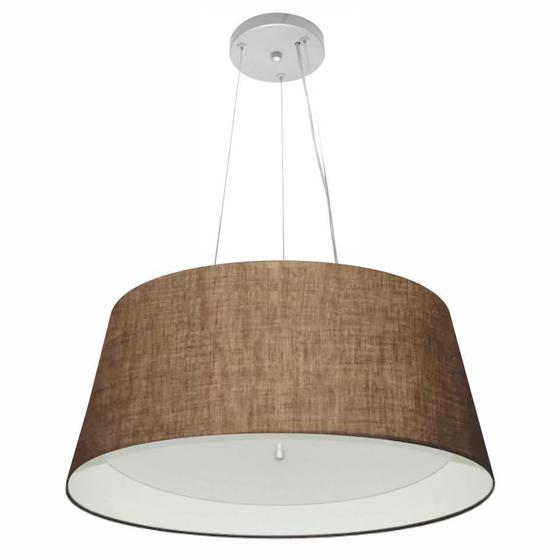 Imagem de Lustre Pendente Cone Md-4015 Cúpula em Tecido 25/60x50cm Café / Branco - Bivolt