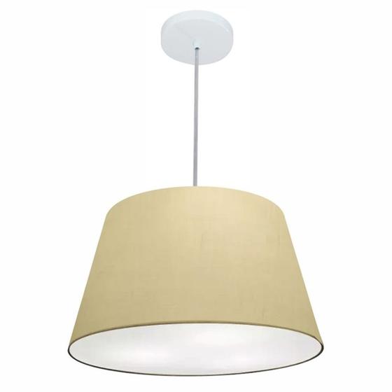 Imagem de Lustre Pendente Cone Md-4021 Cúpula em Tecido 21/40x30cm Algodão Crú - Bivolt