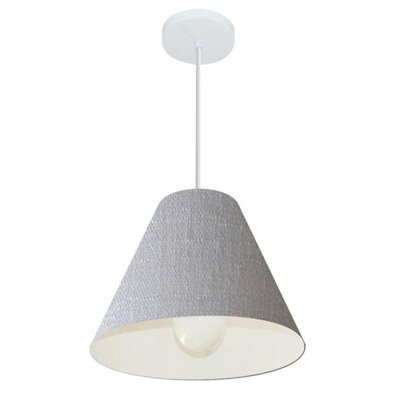 Imagem de Lustre Pendente Cone Md-4028 Cúpula em Tecido 25/30x12cm Rustico Cinza - Bivolt