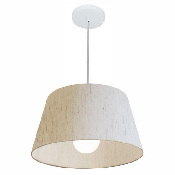 Imagem de Lustre Pendente Cone Md-4039 Cúpula em Tecido 21/40x30cm Linho Bege - Bivolt