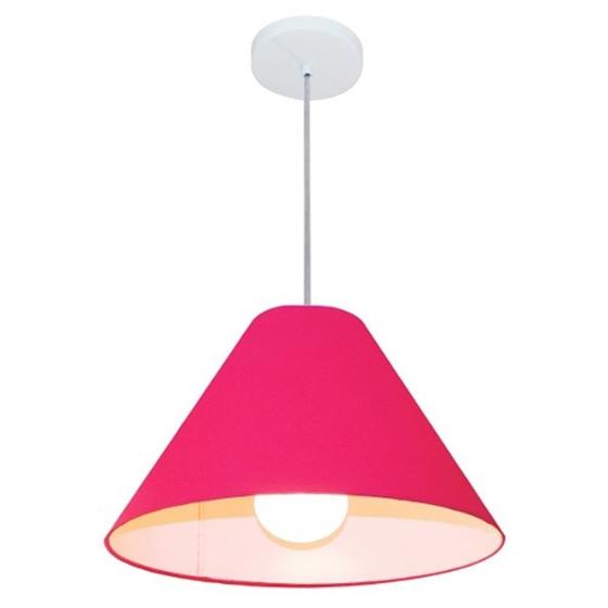 Imagem de Lustre Pendente Cone Md-4078 Cúpula em Tecido 25/40x15cm Rosa Pink - Bivolt