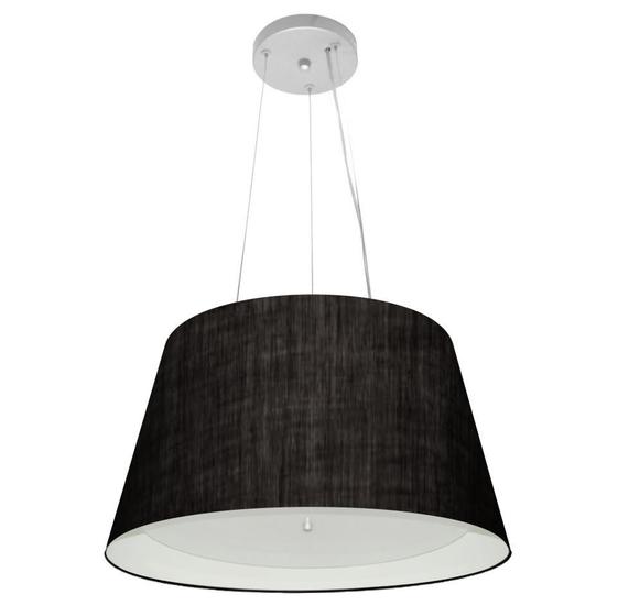 Imagem de Lustre Pendente Cone Md-4119 Cúpula em Tecido 21/40x30cm Preto / Branco - Bivolt