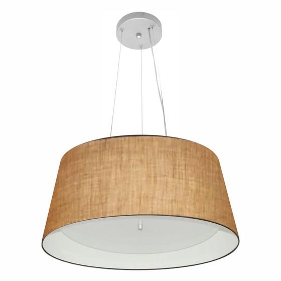 Imagem de Lustre Pendente Cone Md-4144 Cúpula em Tecido 25x50x40cm Palha / Branco - Bivolt