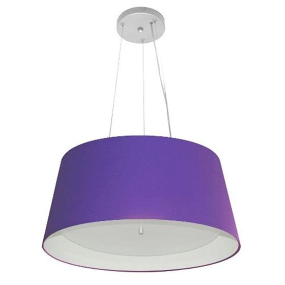 Imagem de Lustre Pendente Cone Md-4144 Cúpula em Tecido 25x50x40cm Roxo / Branco - Bivolt