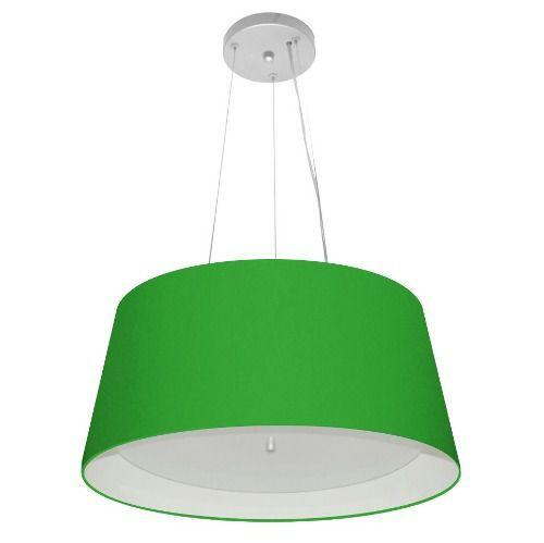 Imagem de Lustre Pendente Cone Md-4144 Cúpula em Tecido 25x50x40cm Verde Folha / Branco - Bivolt