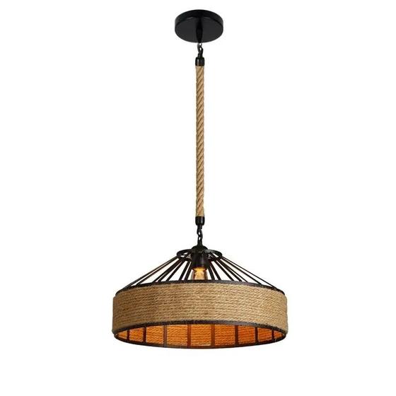 Imagem de Lustre Pendente Corda Sisal 30cm Retro E27 Bivolt