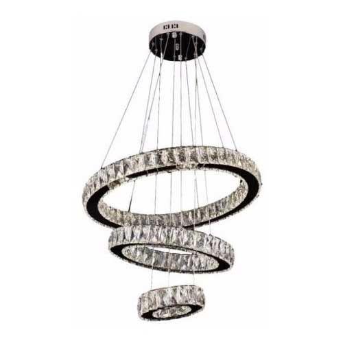 Imagem de Lustre Pendente Cristal 3 Aneis Rings 3200K/6000K 92W com Controle Remoto