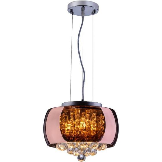Lustre Pendente Cristal e Vidro 28Cm Cobre Menor preço em Lustre Pendente Cristal e Vidro 28Cm Cobre