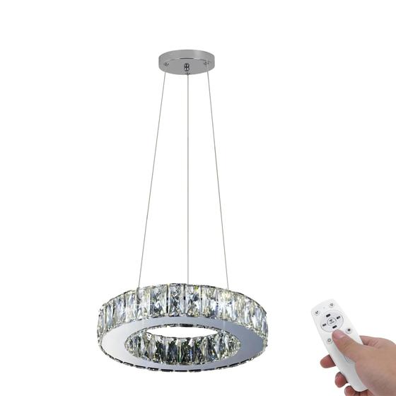 Imagem de Lustre Pendente Cristal K9 Legítimo Led Morderno Com Controle Remoto