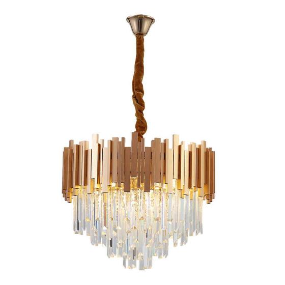 Imagem de Lustre Pendente Cristal Midas Gold Matte Red. 55cm